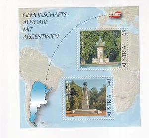 ÖSTERREICH Briefmarke Gemeinschaftsausgabe ARGENTINIEN Blockausgabe Postfrisch - Foto 1 di 1