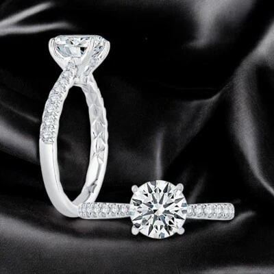 Engagement Ring 1.25 Ct Round Lab Created IGI Certified Diamond 18k White Gold - Image 1 of 4