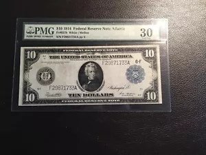 10.00 1914 federal reserve note Atlanta PMG 30 very fine harder to find district - Picture 1 of 2