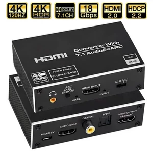 4K 60Hz/120Hz HDMI Splitter with Audio Extractor HDR HDMI 2.0 Audio Converter - Picture 1 of 22