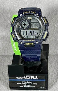 Reloj deportivo cronógrafo Casio AE1400WH-2AV con banda de resina hora mundial 5 alarmas - Imagen 1 de 6