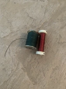 SALE Vintage 1970's Lot of 2 Thread Spools, Green & Maroon Red, Pre-Owned - Picture 1 of 7