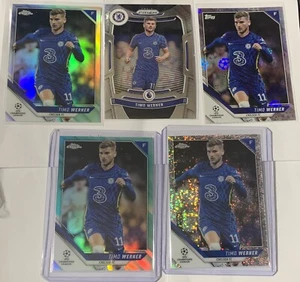 2021-22 TOPPS CHROME UEFA TIMO WERNER (5) Card Lot Starball / Aqua / Speckle - Picture 1 of 4