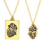 2 Pcs/Set Fashion Puzzle Couple Anatomical Heart Necklace Pendant Valentine Gift