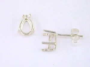 4 clavijas de montaje en alambre en forma de pera de plata esterlina - Imagen 1 de 1
