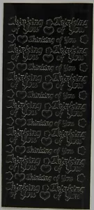 Outline Sticker - Thinking of You and Hearts - 1.1408 bk/bk - Picture 1 of 1