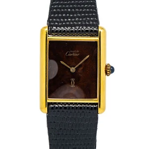 Cartier Tank Vintage 925 Gold Plated Manual Winding Wood Dial watch 23x31mm - Picture 1 of 6