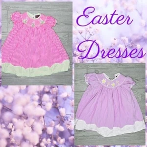 Lil cactus bundle of 2 Easter / spring dresses bunny / floral dress 6-12m - Picture 1 of 13