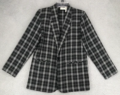 Chaqueta Blazer Liz Baker Essentials Mujer Talla 6 Sin Forro Negro Blanco A Cuadros Foto 1 de 4