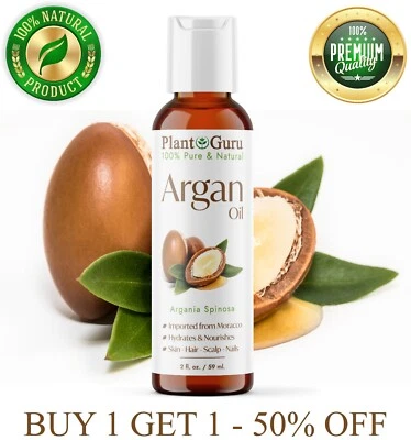 Argan Oil 2 oz. Morocco 100% Pure Natural Unrefined For Hair Growth, Skin, Face - Image 1 of 4