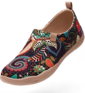 UiN Toledo Fashion Floral Art Slippers Size 5.5 Eu 36 Canvas Painted Slip On - Picture 1 of 15