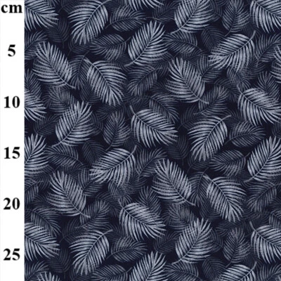 ROSE & HUBBLE Baumwollstoff - Federblattdruck auf marineblau - Handwerk Stoff Material Meter