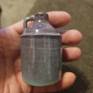 Vintage Anfang Mitte 1900 glasierter Griff verschwommen braun Steinzeug Mini Krug 3x2" - Bild 1 von 7