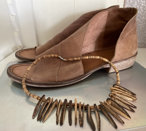 MBT Scarpe Free People Mont Blanc sandali pelle marrone piatto casual boho chic taglia 8 5