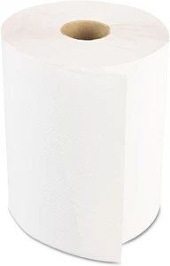 Toallas de papel enrolladas, 1 capa blancas sin perforar, 8" de ancho, núcleo de 2", 350'/rollo - Imagen 1 de 4