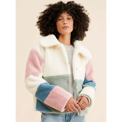 Anthropologie новый с Ярлыками Vigoss Colorblock пушистый теплый шерпа куртка - XL - Изображение 1 из 3