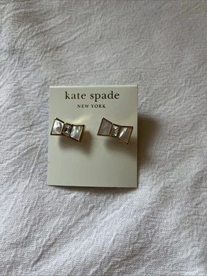 Kate Spade NEW YORK BEAU СЕРЬГИ «BOW SHOPPE» ЗОЛОТОЙ ПЕРЛАМУТР СВАДЕБНЫЙ - Изображение 1 из 2
