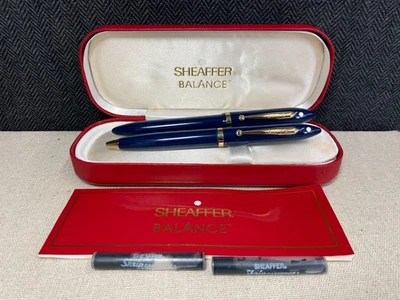 Sheaffer Balance 871 Fountain Pen & Ball Point Pen Navy Blue 14k Gold Nib - Image 1 of 4
