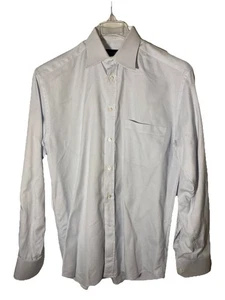 CANALI Mens M (15.5) Fine Button Up Shirt-Pale Blue Micro Check-Made In Italy - Picture 1 of 8