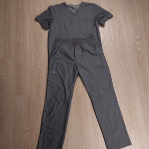 Figs Scrub Set Mens Medium Gray Technical Collection V Neck Workwear Top Bottom - Picture 1 of 21