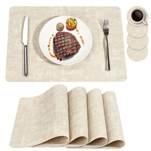 Faux Leather Placemats Set of 4, 100% Waterproof and Heat Resistant Table Mat... - Picture 1 of 6