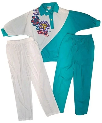 Conjunto de chándal vintage años 80 para mujer S Grandmacore 3 piezas Bonnie Blair Top Pantalones Foto 1 de 4