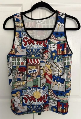 Vintage TAIL Women’s Tennis Tank Top Pop Art Comic Strip AOP Graphic Sz Large - Image 1 of 4