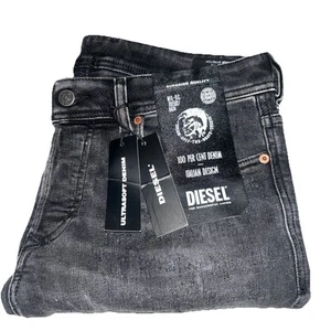 Pantalones de mezclilla ajustados Diesel Sleenker grises 32 x 32 ajustados hechos en Italia PVP £400 NUEVOS CON ETIQUETAS - Imagen 1 de 15