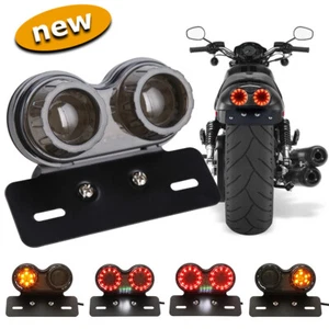 Motorcycle LED Brake Tail LightS Turn Signal License Plate Cafe Racer Dirt Bike - Picture 1 of 12
