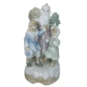 Caja de música porcelana vintage santa del viejo mundo santa con niños santa como nueva - Imagen 1 de 6