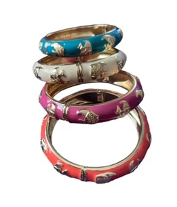 Lot Of 4 Talbots Angel Fish Clamp Hinged Bracelets/ Blue, Pink, Cream, Coral - Picture 1 of 3