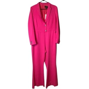 Karen Millen Compact Viscose Tailored Button Jumpsuit Hot Pink NWT Women’s 14 - Picture 1 of 16