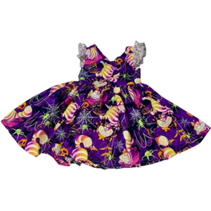 Vestido de Halloween 2T - 3T Alicia en el País de las Maravillas Gato de Cheshire Negro Púrpura Nuevo - Imagen 1 de 12
