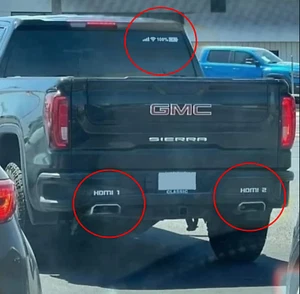 2019-24 Chev 1500 GMC Sierra funny decals. HDMI 1, HDMI 2, Battery percent, WIFI - Picture 1 of 3