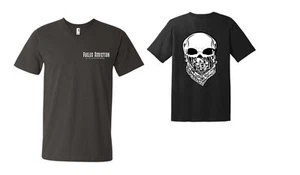 Herren V-Ausschnitt T-Shirt Fueled Addiction Apparel Large Totenkopf Bandanna Motorrad - Bild 1 von 2