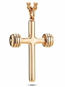 Men's Rose Gold DB Cross Necklace-John 19:13 Shields of Strength - Picture 1 of 4