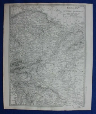 BOHEMIA, MORAVIA, HUNGARY, CENTRAL EUROPE, original antique map, SDUK, 1844 - Image 1 of 4