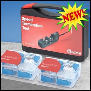 Everest 45Term 45° Angled Speed Termination Tool w/ 20 CAT6 Keystone Jacks NEW - Afbeelding 1 van 9