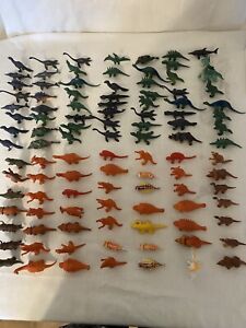 100+ LOT Small Vintage Toy Dinosaurs UNSORTED Mixed Plastic Rubber