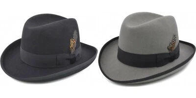 Men's Major Wear 100% Wool Felt Homburg Hat in 2 Colours
