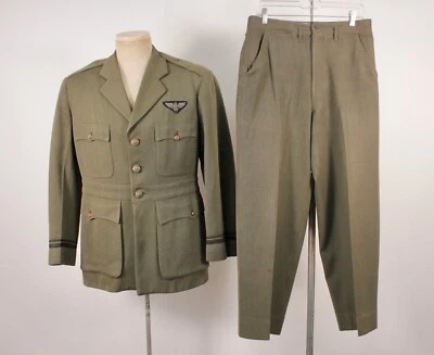 Men's WWII 1940s Green Wool US Navy Pilot's Uniform Sz M WW2 USN Naval Officer - Image 1 of 4