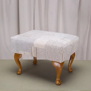 Small Foot Stool Pouffe Seat Stool in Maida Vale Linen Fabric and Resin Legs - Picture 1 of 9