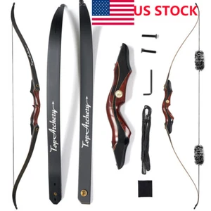 60" Takedown Recurve Bow 25-50lbs Left Hand 15" Wooden Riser Outdoor Hunting Bow - Picture 1 of 14