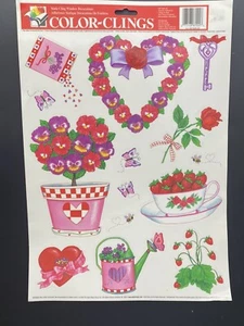 Vintage Valentine's Theme Window Clings Flowers Strawberries Bees Butterflies - Picture 1 of 16