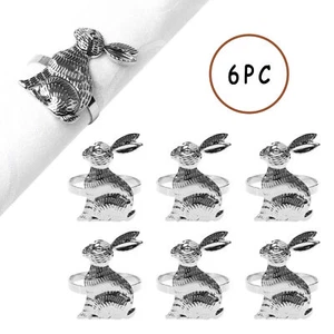 6PCS Easter Bunny Napkin Rings Holder Ornament Table Buckle for Party Decoration - Picture 1 of 15