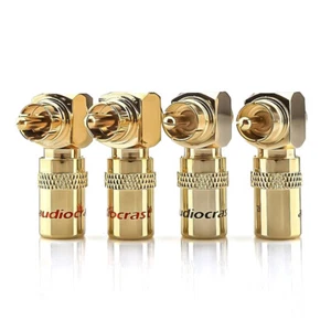 Right Angled 24K Gold Plated RCA Plug Male Connector for HiFi Audio Cable DIY - Picture 1 of 7