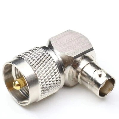 PL-259 UHF Male Plug to BNC Female Jack Right-Angle RF Adapter Connector - Image 1 of 3