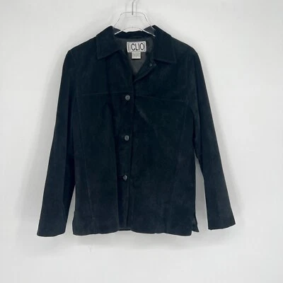 Chaqueta De Colección Clio Cuero Gamuza Para Mujer 8 Negra Y2K Chaqueta Grunge Clásica Básica Foto 1 de 4