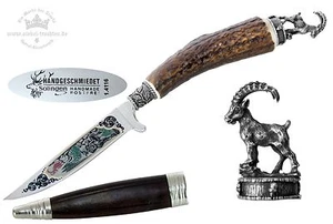 Costume knife deer horn handle etching Capricorn hunter + cap Cap Capricorn - Picture 1 of 6