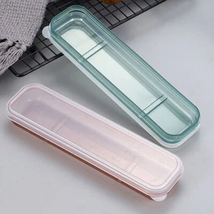 Travel Outdoor Reusable Tableware Box Home Cutlery Transparent Covers Storage - Picture 1 of 14